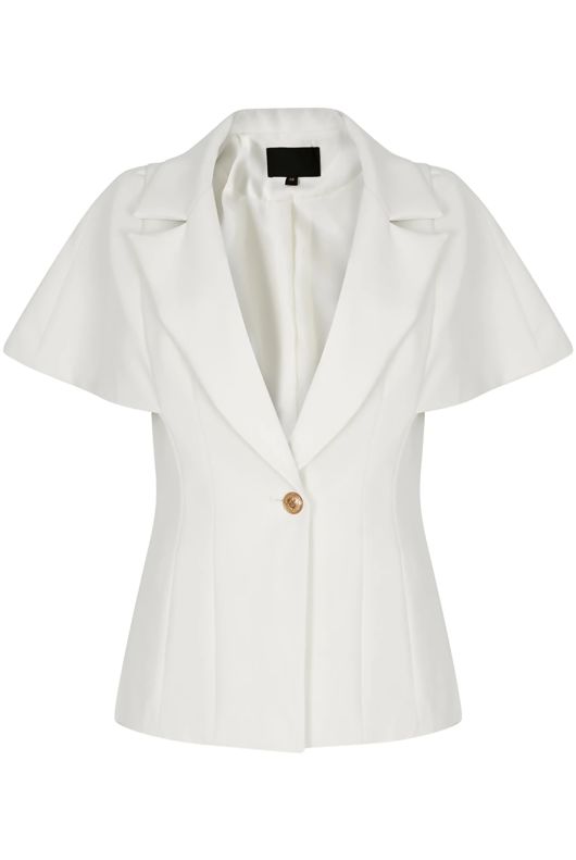 White Short Sleeves Blazers