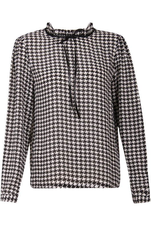 Dog Tooth Print Neck Tie Top