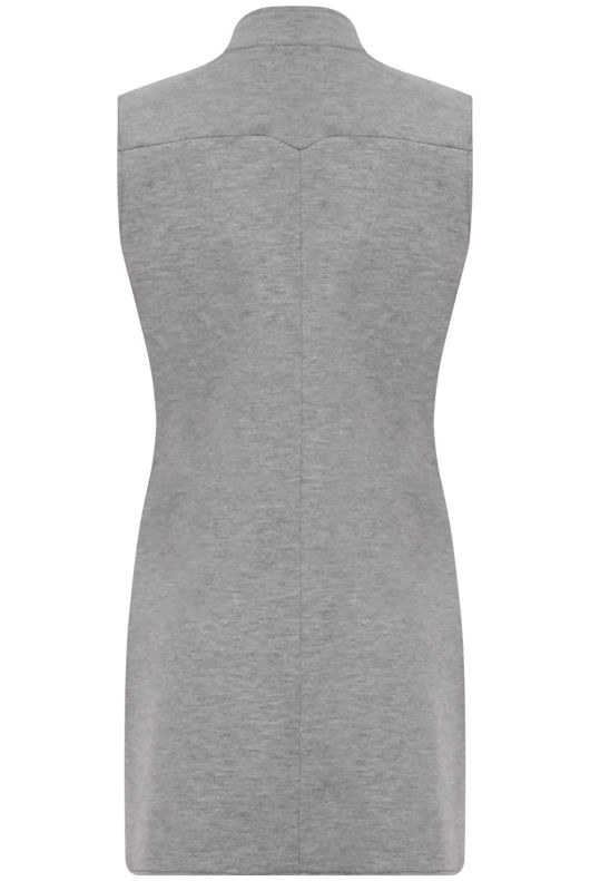 Grey and Pink Contrast Lining Collar Gilet