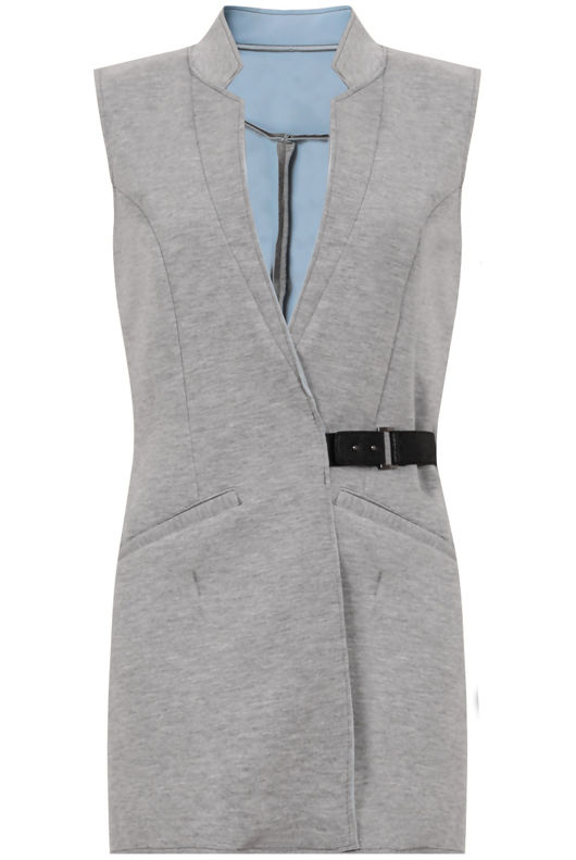 Grey Contrast Collar Gilet - Blue Lining