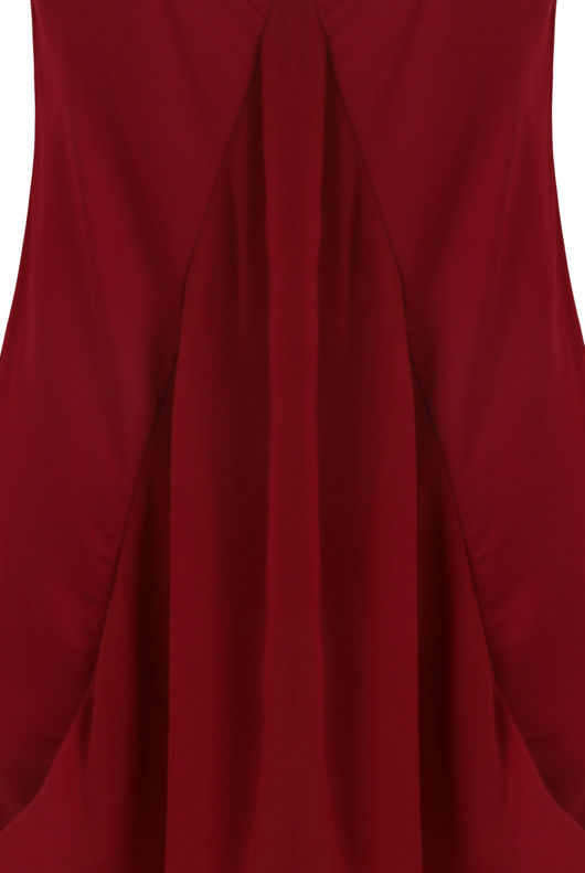 Wine Ruched Back Sleeveless High/Low Top