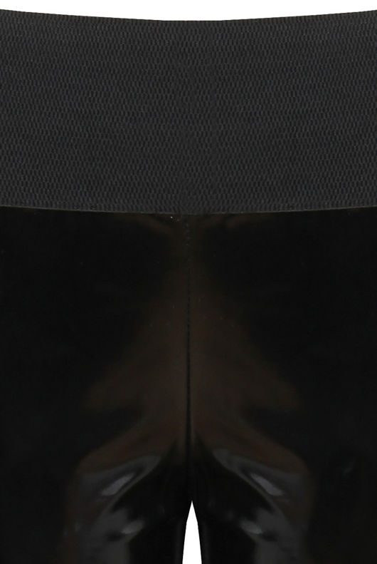 Black Vinyl Panel Elasticated Waist Leggings