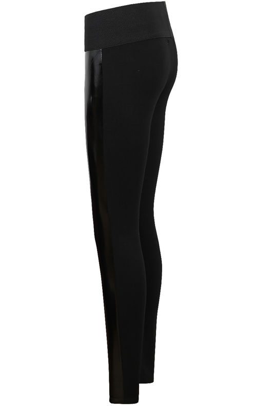Black Vinyl Panel Elasticated Waist Leggings