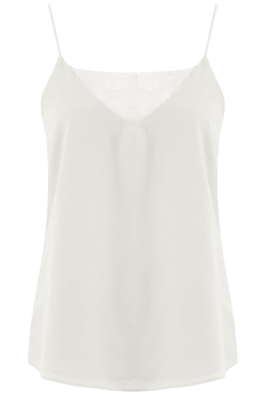 White Front & Back Lace Insert Chiffon Vest