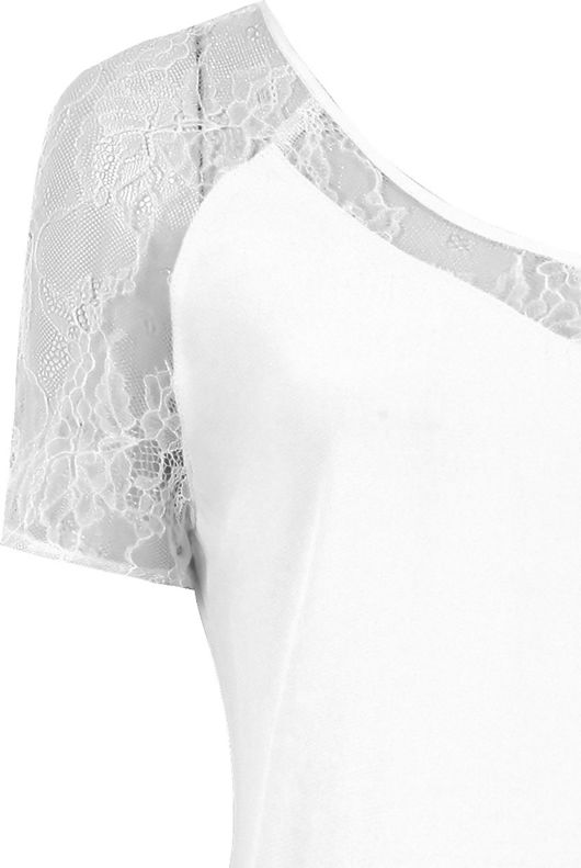 Cream Lace Detail Elasticated High Waist Low Dress