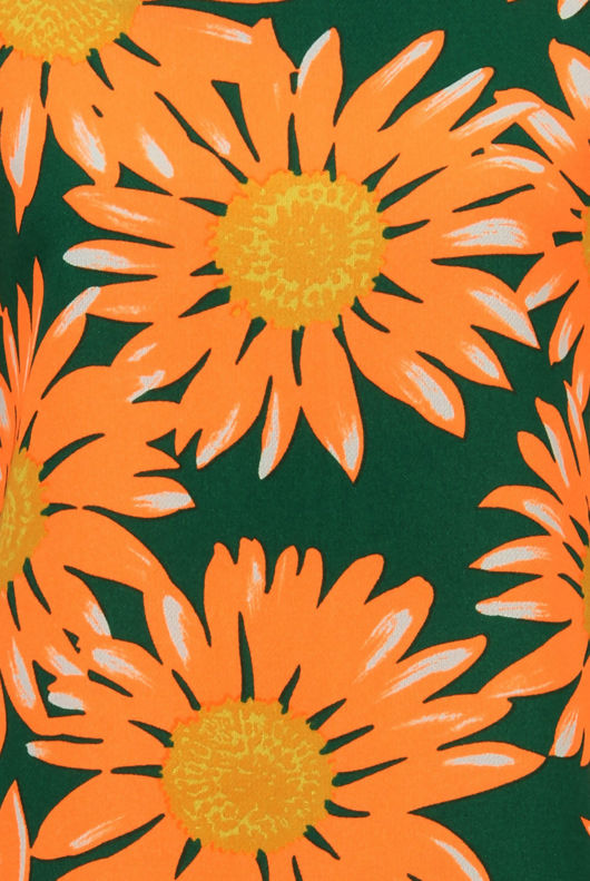 Bright Orange Flower Detail Back Zip Up Shift Dress 