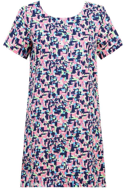 Pink & Blue Mix Print Back Zip Up Shift Dress