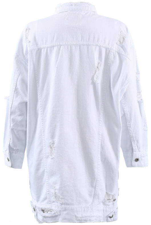 White Oversized Ripped Jacket 