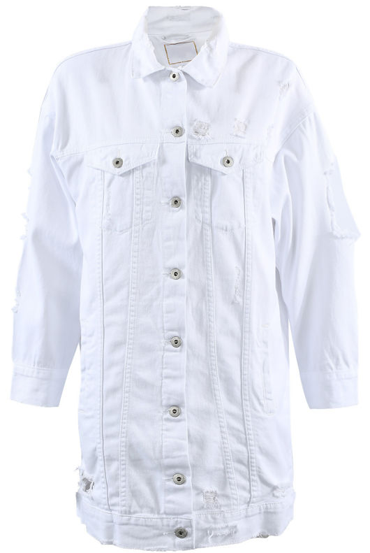 White Oversized Ripped Jacket 