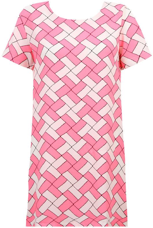 Pink & Cream Patch Print Shift Dress 