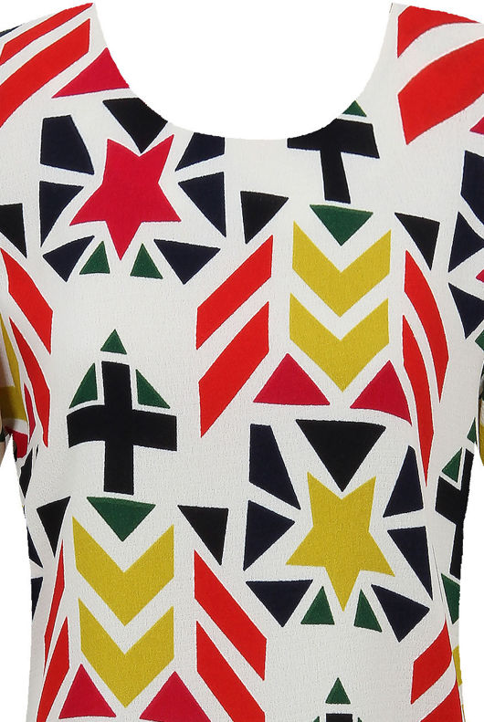 Aztec Pattern Print Crepe Shift Dress