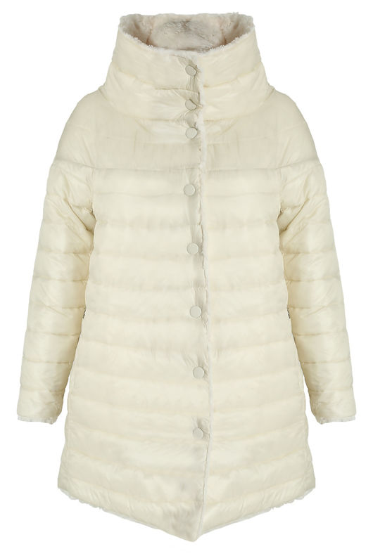 Cream Reversible Puffer Fur Coat 