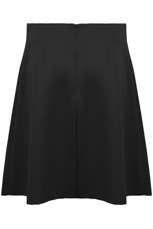 Black Back Zip Up Detail A Line Skirt