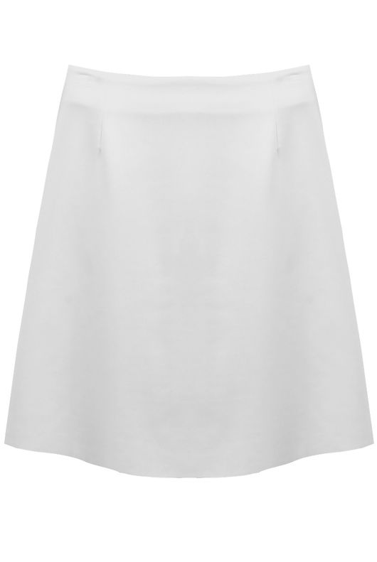 Cream Back Zip Up Detail A Line Skirt