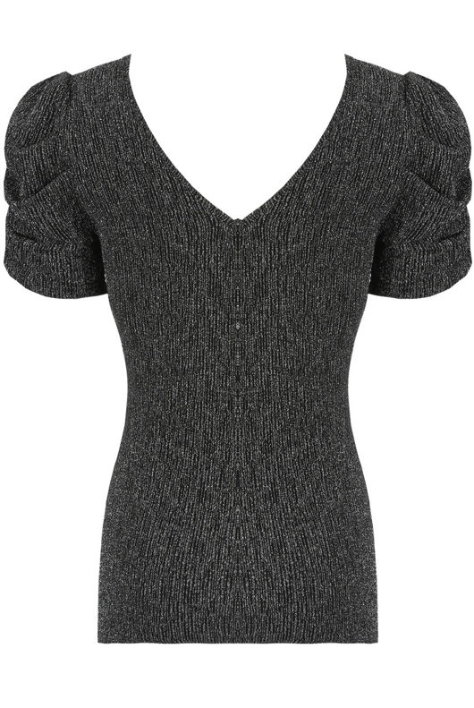 Grey Sparkling Puff Sleeves Top