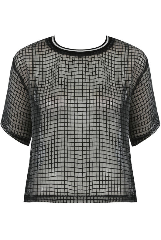 Black Check Print Blouse