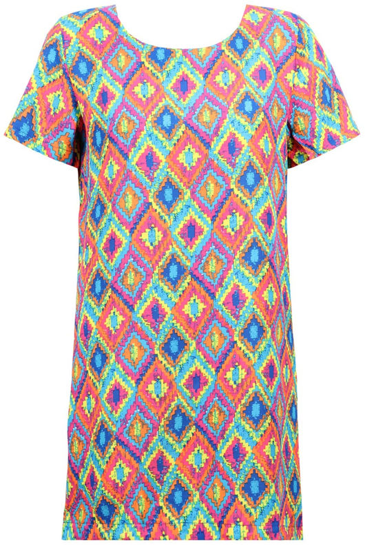 Multicolour Block Print Shift Dress 