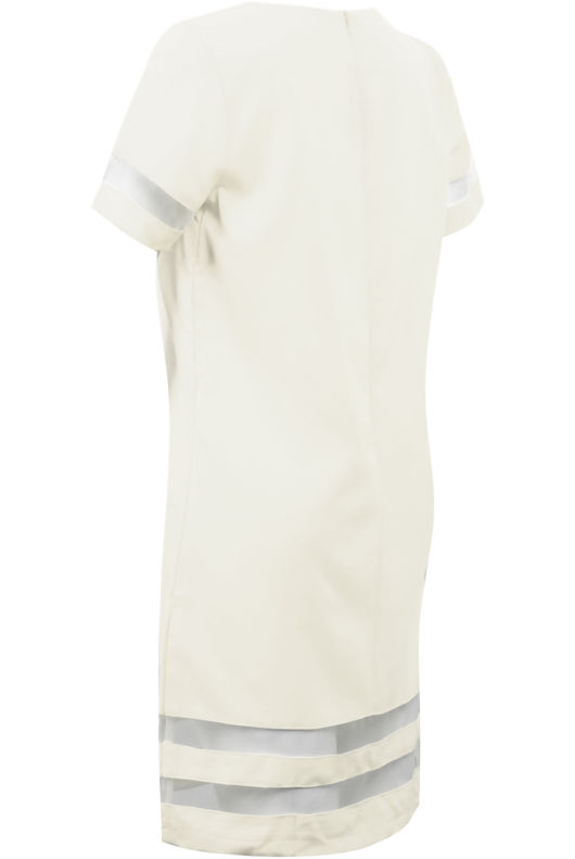 White Shift Dress With Mesh Panel