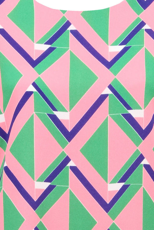 Pink & Green Triangle Print Shift Dress