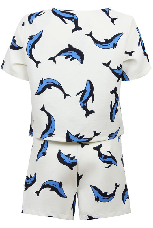 Dolphin Print Top And Short Co Ord Set