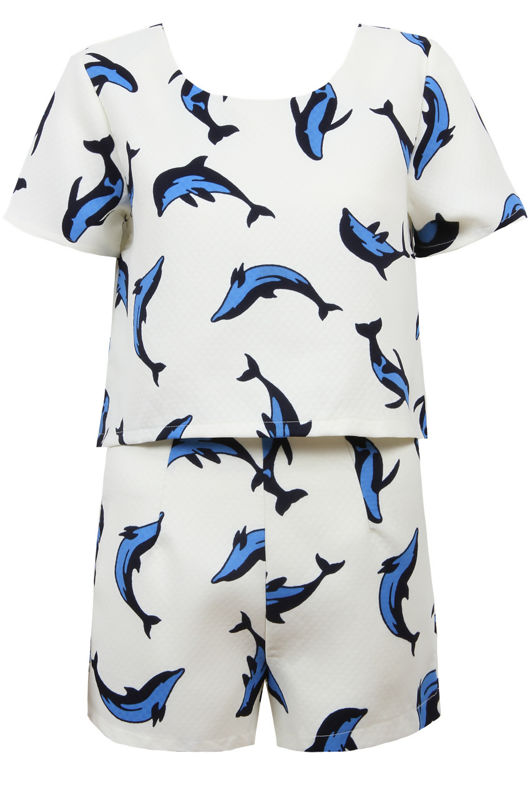 Dolphin Print Top And Short Co Ord Set