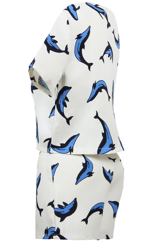 Dolphin Print Top And Short Co Ord Set
