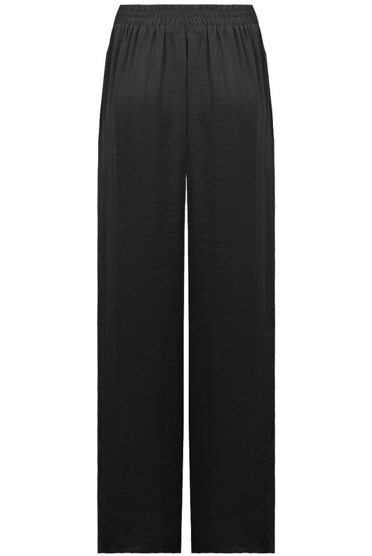 Black Elasticated Waist Side Pocketed Palazzo Trouser