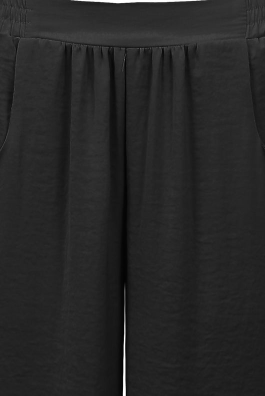 Black Elasticated Waist Side Pocketed Palazzo Trouser
