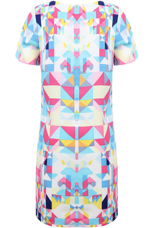 Multicolour Aztec Print Back Zip Up Shift Dress