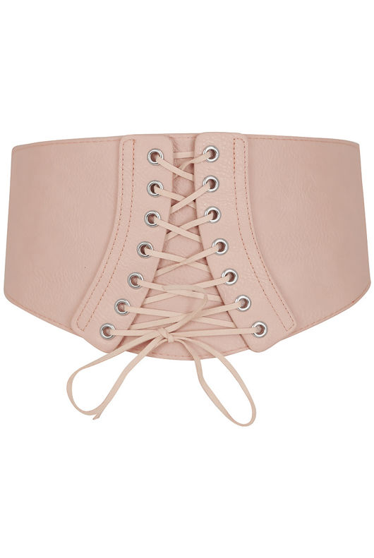 Pink PU Lace Up Waist Belt