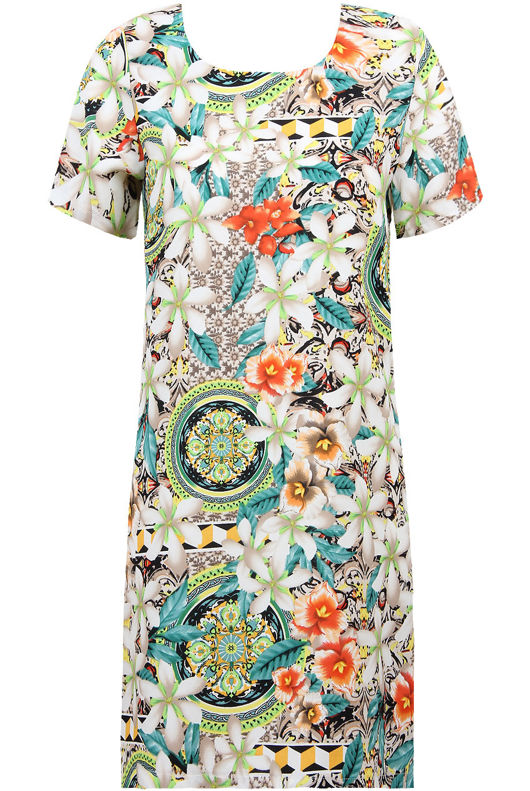 Multicolour Floral Print Back Zip Up Shift Dress