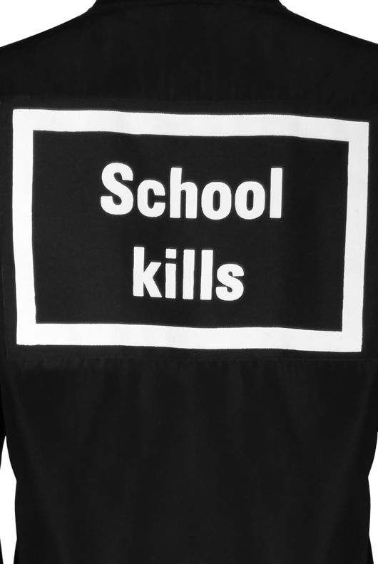 Black Slogan Long Bomber Jacket