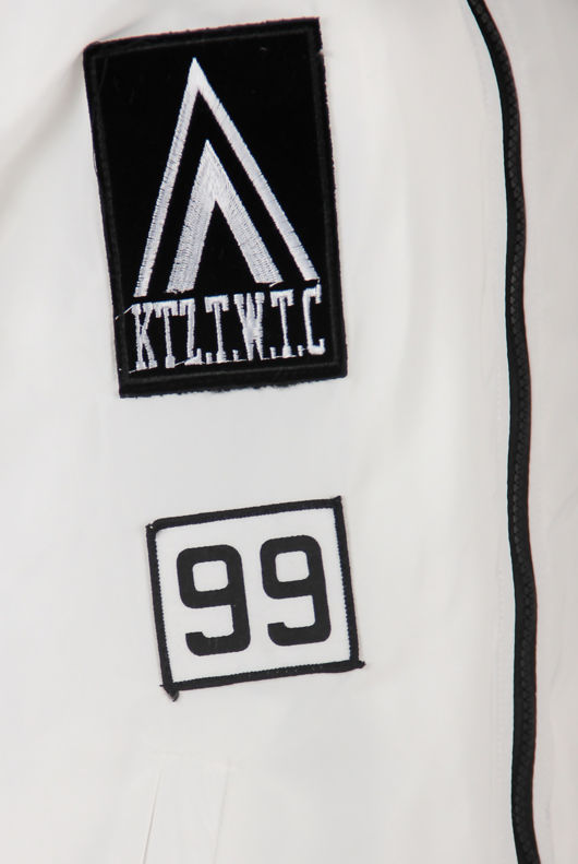 White Slogan Long Bomber Jacket