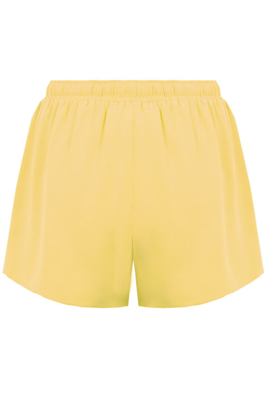 Yellow Front Tie Up Detail Layered Shorts