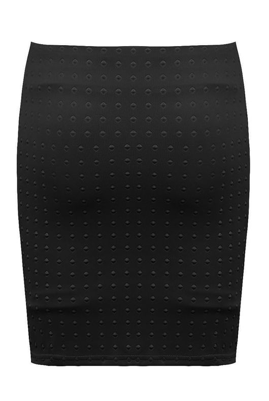 Black Diamond Textured Zip Up Mini Skirt 