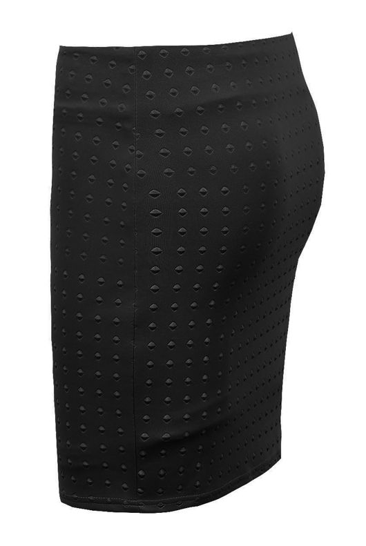 Black Diamond Textured Zip Up Mini Skirt 