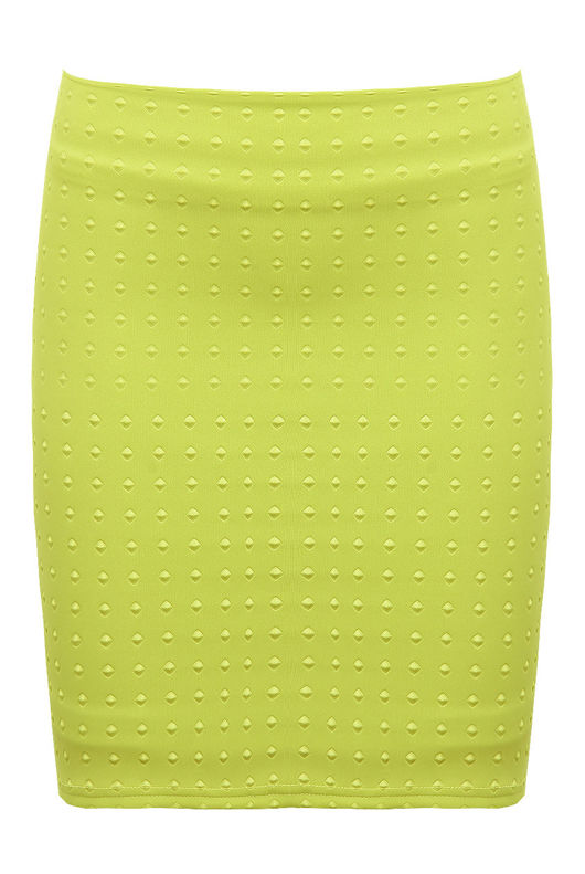 Green Diamond Textured Zip Up Mini Skirt 
