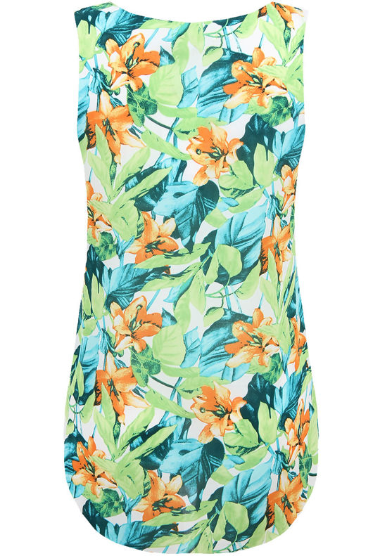 Multicolour Printed Muscle Back Sleeveless Top
