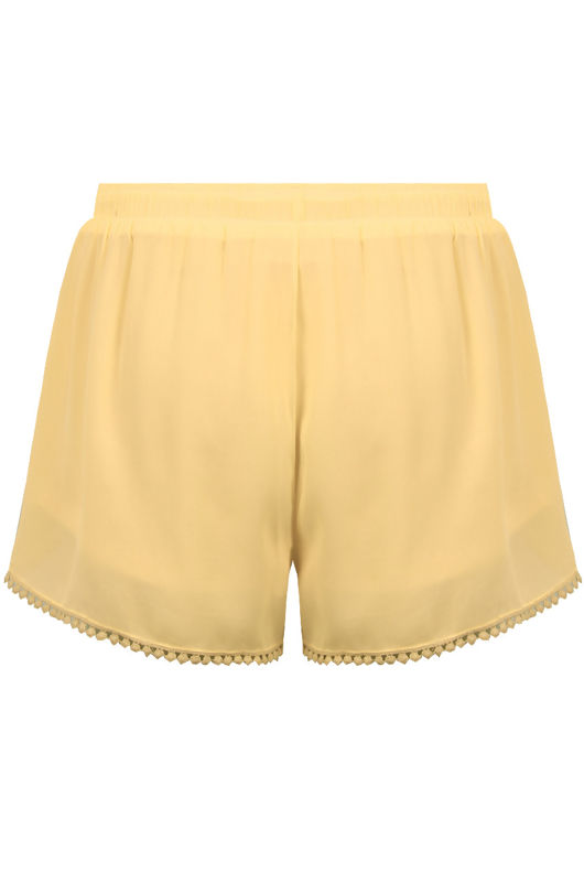 Yellow Braided Trim Shorts