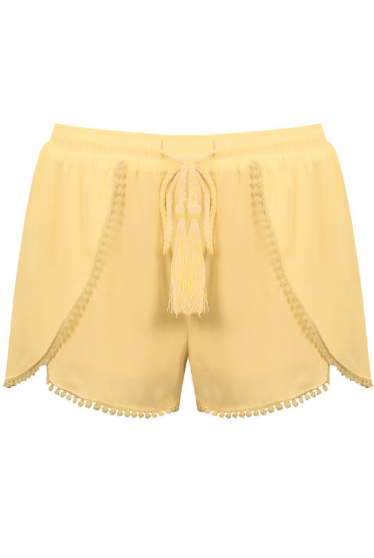 Yellow Braided Trim Shorts