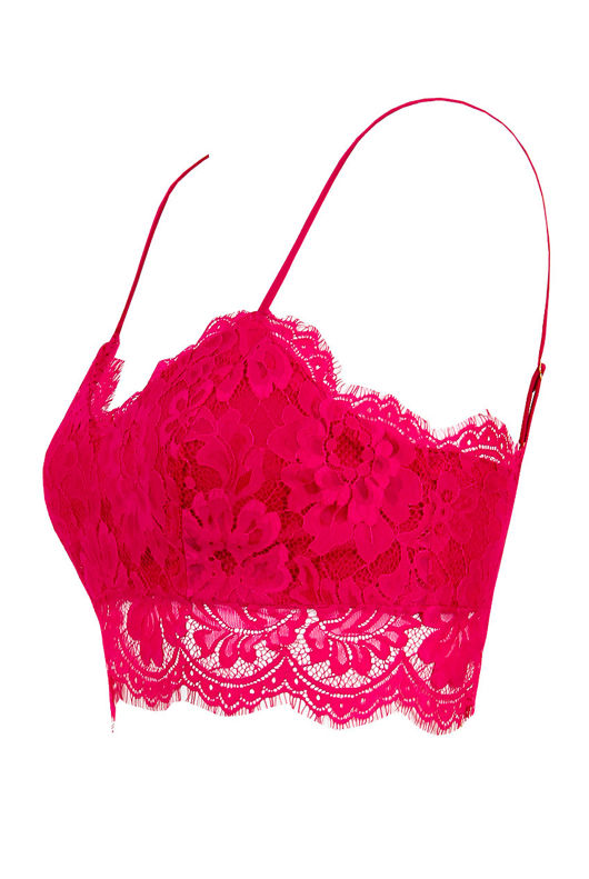 Fuchsia Eyelash Lace Bralet