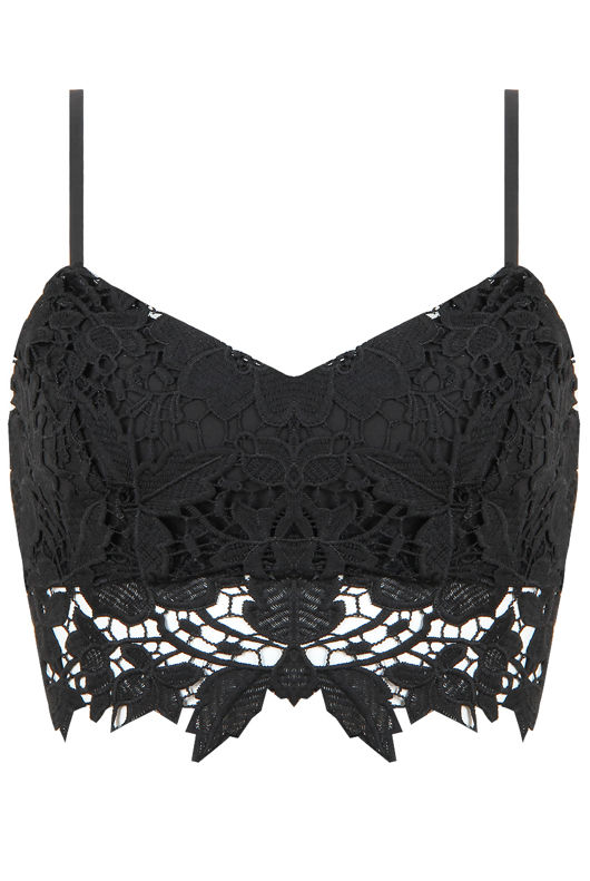 Black Floral Lace Detail Back Zip Up Top