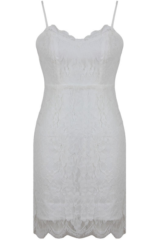 White Block Colour Lace Bodycon Mini