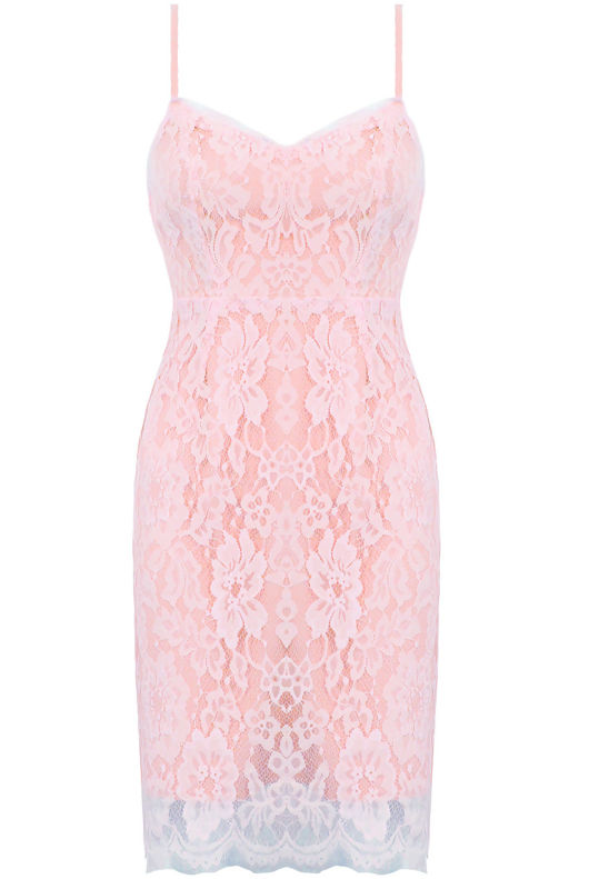 Baby Pink Lace Bodycon Mini