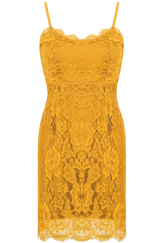 Mustard Block Colour Lace Bodycon Mini 