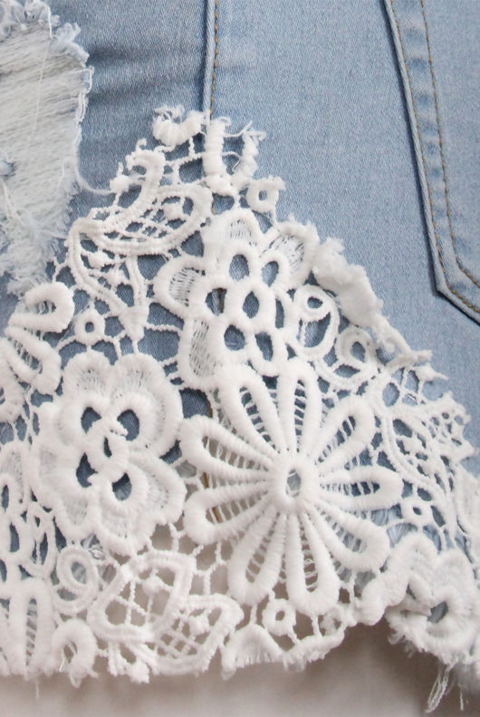 Crochet Detail Denim Shorts