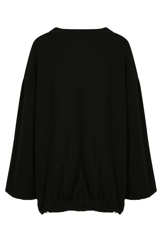 Black Printed Loose Sleeves Jumper