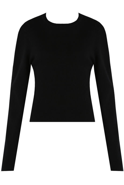 Black Soft Fine Knit Fitted Jumper