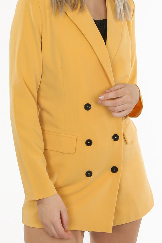Mustard Double Breast Blazer Playsuit