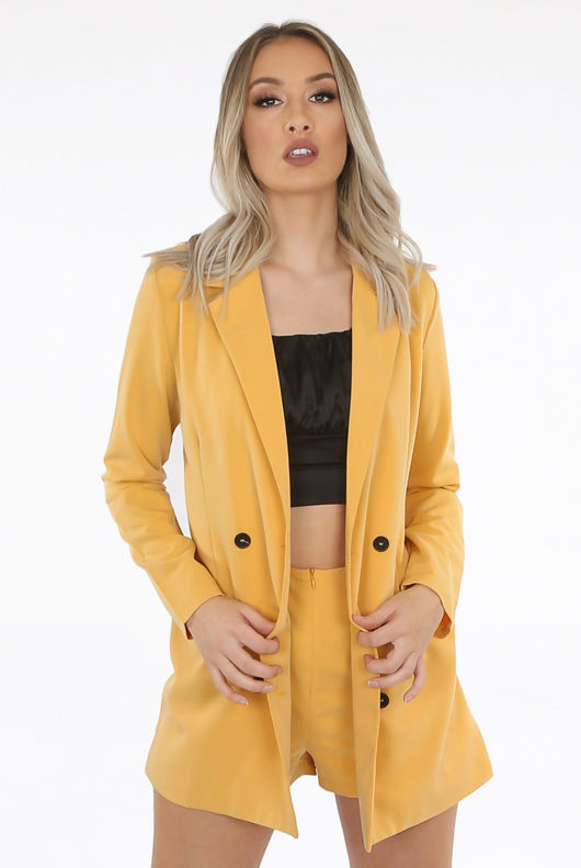 Mustard Double Breast Blazer Playsuit